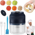Electric Garlic Chopper, Mini Portable Veggie Cutter, Garlic Grinder Masher Onion Chopper, Quick & Compact, for Ginger, Chili, Fruit, Meat (Blue)
