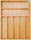 Besilord Silverware Organizer Kitchen Drawer Organizer Utensil Organizer Bamboo Silverware Holder Cutlery Organizer in Drawer Flatware Organizer Tray(7 slots, Natural