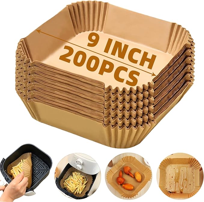160PCS Loaf Pan Liners 9x5 Inch+200PCS Air Fryer Liners Disposable 9 Inch