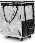 (Large,Silver)Reusable Grocery Bag on Wheels, Foldable Rolling Tote, Carries Up to 76 lbs Shopping Trolley, Zipper Clouser Shopping Carts for Trips, Laundry, 5 Heavy Duty Wheels and 3 Handles