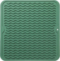 MicoYang Silicone Dish Drying Mat for Multiple Usage,Easy clean,Eco-friendly,Heat-resistant Silicone Mat for Kitchen Counter or Sink,Refrigerator or Drawer liner Green M 12 inches x 12 inches