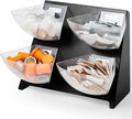 DoubleFill 15.5''x10''x 10.5'' Coffee Condiment Packet Organizer with 4 Removable Compartments Steel Coffee Caddy Station Creamer Sugar Tea Holder for Bar Countertop Office Kitchen Accessories(Black)