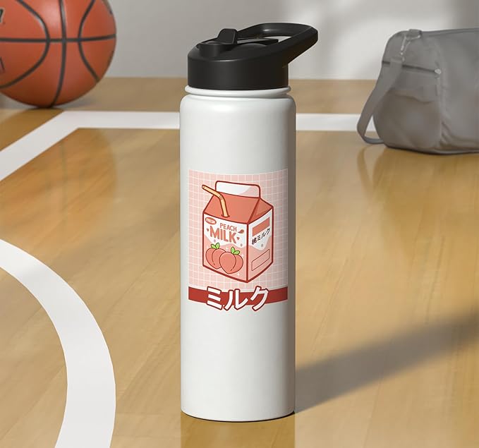 Cute Funny 90s Japanese Kawaii Aesthetic Peach Milk Stainless Steel Insulated Water Bottle