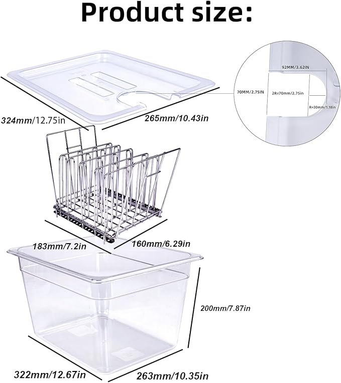12 QT Large Sous Vide Container With Lid, Sous Vide Tub Kit Compatible with Wancle Anova, Joule, Instant Pot Sous Vide Cookers for Home Chefs Professional Use (12 qt with rack)