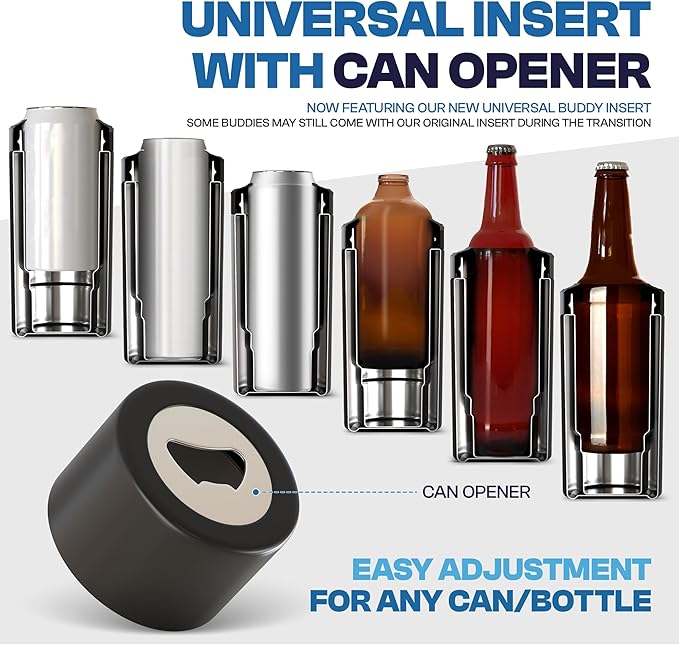 Frost Buddy NCAA Universal Buddy - Fits all - Stainless Steel Can Cooler for 12 oz & 16 oz Regular or Slim Cans & Bottles - Stainless Steel (College Team Tigers)