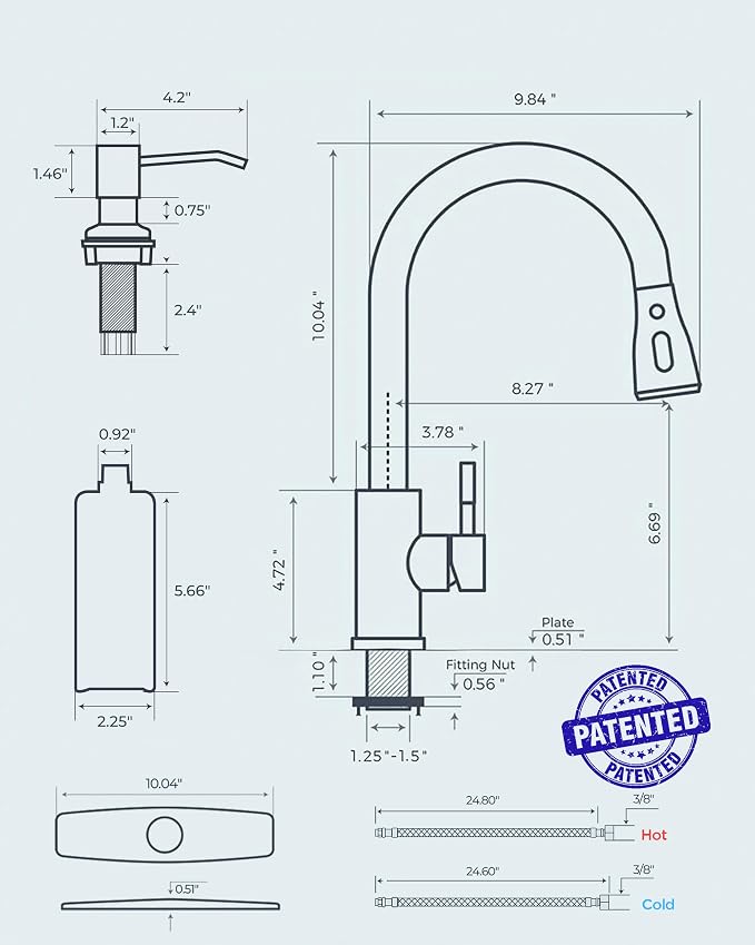 FORIOUS Kitchen Faucets with Soap Dispenser and Pull Down Sprayer, Brushed Nickel, Bar High Arc Single Handle Classic 3 Modes Stainless Steel Faucet for Kitchen Sink Farmhouse RV Laundry Camper