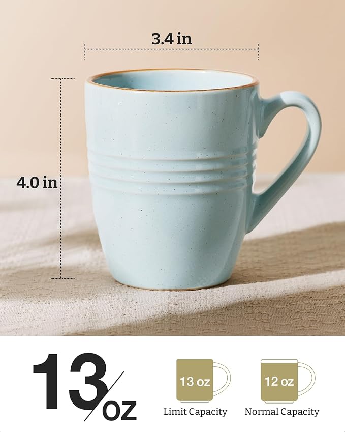 famiware Jupiter Coffee Mugs Set of 4, 13oz Coffee Mug, Microwave and Dishwasher Safe, Coffee Cups with Handle for Coffee, Tea, Cocoa, Milk, Multi-color
