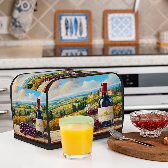 Grape Farm Wine 2 Slice Toaster Cover Dust And Fingerprint Bread Maker Cover Bakeware Protector Washable Appliance Covers Kitchen Accessories For Home Kitchen Women Gift