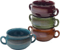 Stoneware 24oz Reactive Glaze Soup Crocks Set of 4: Perfect for soups, stews, and casseroles. Unique reactive glaze, oven-safe, microwave- and dishwasher-friendly with easy-grip handles for serving.