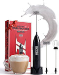 INDCAN Rechargeable Milk Frother Handheld, Electric Foam Maker with Dual Stainless Steel Whisk, Multiple Speeds, Perfect for Coffee, Lattes, Cappuccino, & Matcha (Pro, Black)