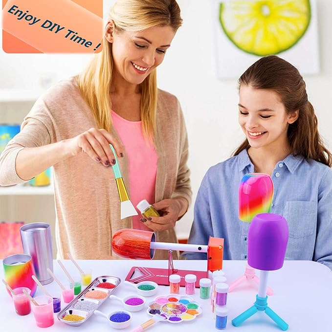 HXH Cup Turner for Crafts Tumbler,Electric Resin Mixer,Tumbler Cup Spinner,Glitter Powder,Epoxy Resin kit for Tumblers for Beginners with Foam