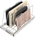 Pull Out Cookie Sheet Organizer for Cabinet, Pan and Pot, Cutting Board, Bakeware, Tray Organizer Rack, Sliding Rack- Heavy Duty, Adjustable Divider Width, 10" W x 22" D x 11" H, Chrome