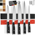 CUCINO Magnetic Knife Holder for Wall 16" No Drilling incl. Self Adhesive Tape - Extra strong Knife Holder - Awarded Knife Magnetic Strip - Made of Stainless Steel - black