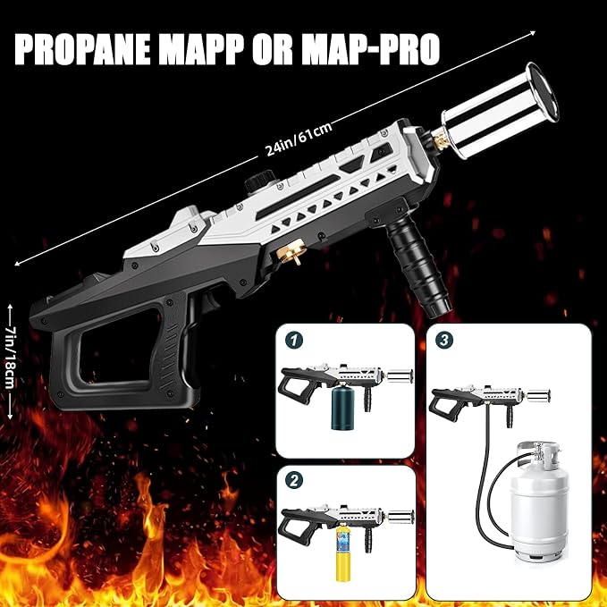 Powerful Propane Torch Gun, Flamethrower With Adjustable Flame, Blow Torch for Campfire, Fire Pit Starter, Fun Gift (Propane Tank Not Included)