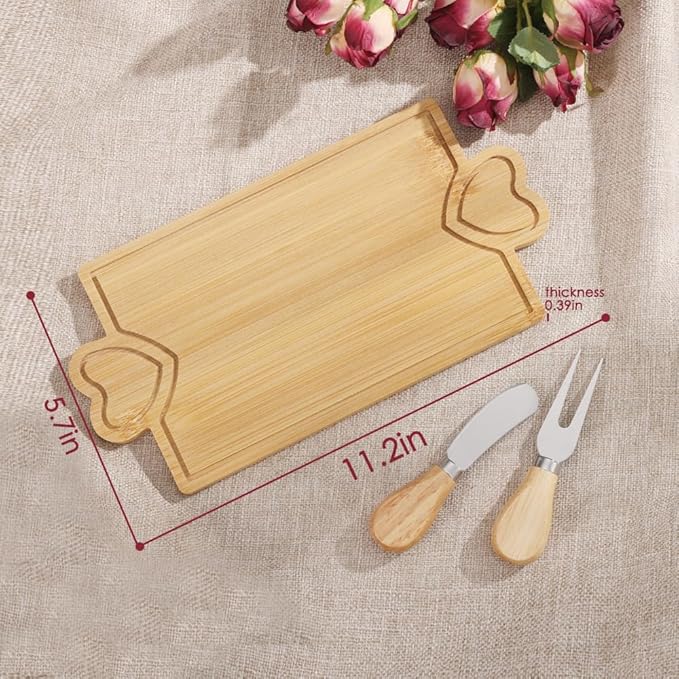12 Set Bridal Shower Favors,Small Bamboo Charcuterie Boards Party Gifts for Guest,Baby Shower Thank you Gifts Bulk,Mini Cheese Boards with Knives and Forks for Wedding Birthday Return Gifts