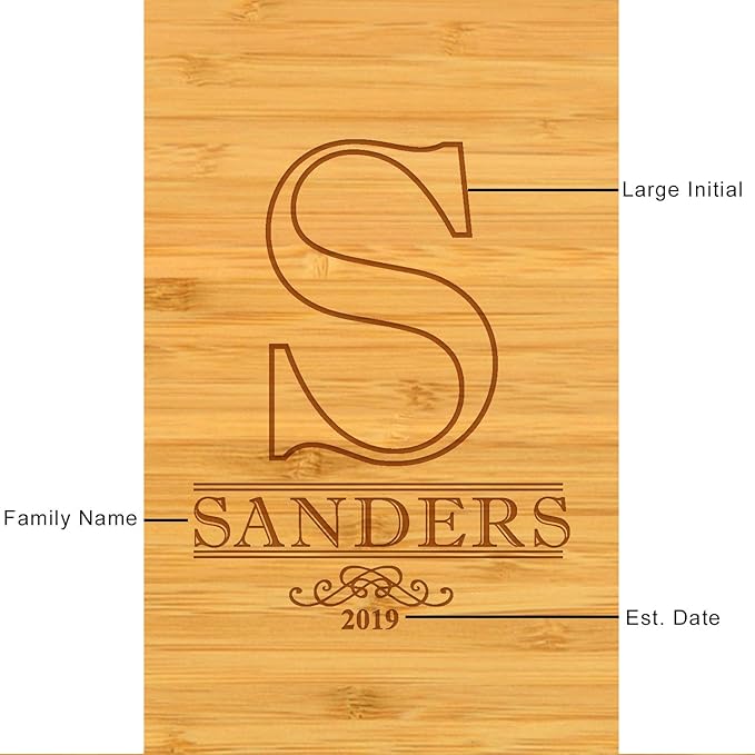 Picnic at Ascot Personalized Engraved Acacia Cheese/Charcuterie Cutting Board with Knife Set & Cheese Markers- Designed & Quality Checked USA
