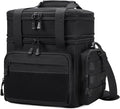 Gafetrey Large Tactical Lunch Box for Men, Insulated Lunch Bag Adult, Thermal Lunchbox Leakproof Waterproof Cooler Bag, Dual Compartment Lunch tote, Large Lunch Pail for Office Camping (Black) 24L