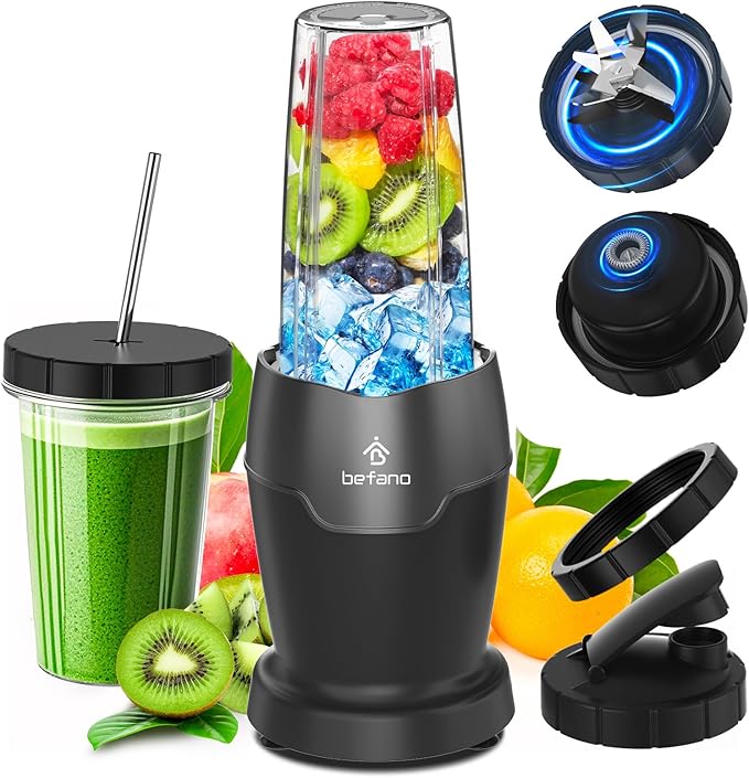 Personal Blender for Smoothies, 1200W Portable Blender for Shakes and Frozen Blending, Make Powder Protein in 60 Seconds, One-button Operation for Easy Cleaning, Includes 24oz and 18oz Portable Cup