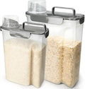 Komzon Rice Storage Containers, Airtight Cereal Containers Storage, BPA Free Rice dispenser for Flour, Pasta, Grain and Baking, Pet Dog Cat Bird Food Container 20lb+ 10lb Grey