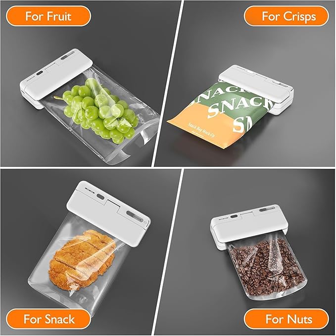 Vacuum Sealer Machine, Mini Plastic Bag Sealer Portable Handheld Food 2 In 1 Rechargable Packaging Heat Thermal Sealants,Food Sealer(Black)