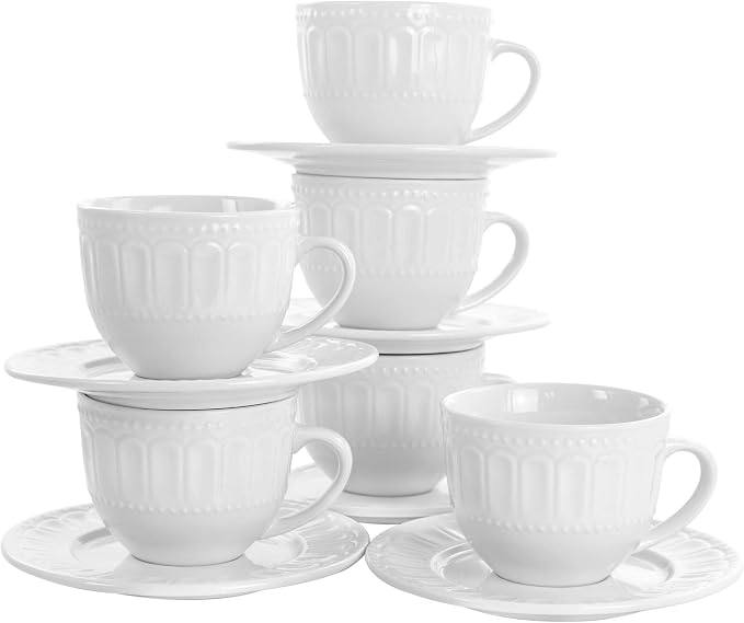 Elama Charlotte 6 Piece Mug Set in White