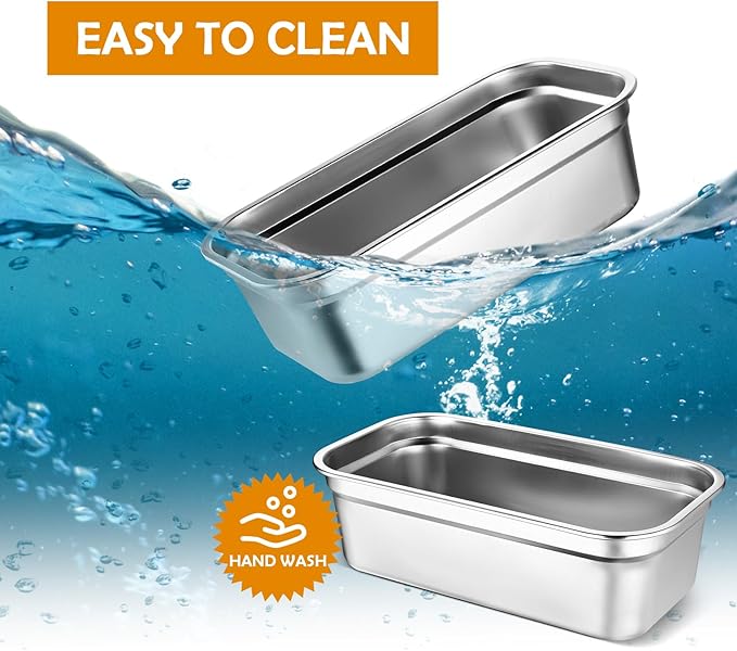 8 Pcs 304 Stainless Steel Food Storage Containers with Lids 1/3 Size Hotel Pan Chicken Food Grade Pans Metal Meal Containers for Restaurant Stackable Kitchen Freezer Buffet(4 Inch Deep)