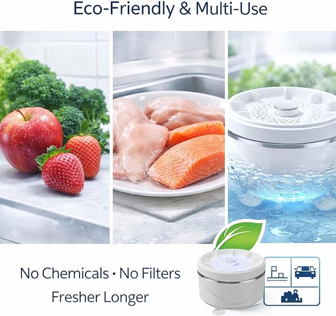 2026 Upgraded Fruit And Vegetable Washing Machine,Titanium Electrolysis Produce Cleaner,Ipx7 Waterproof Cordless Device For Berries & Meat For Fruits, Vegetable & More (2PCS)