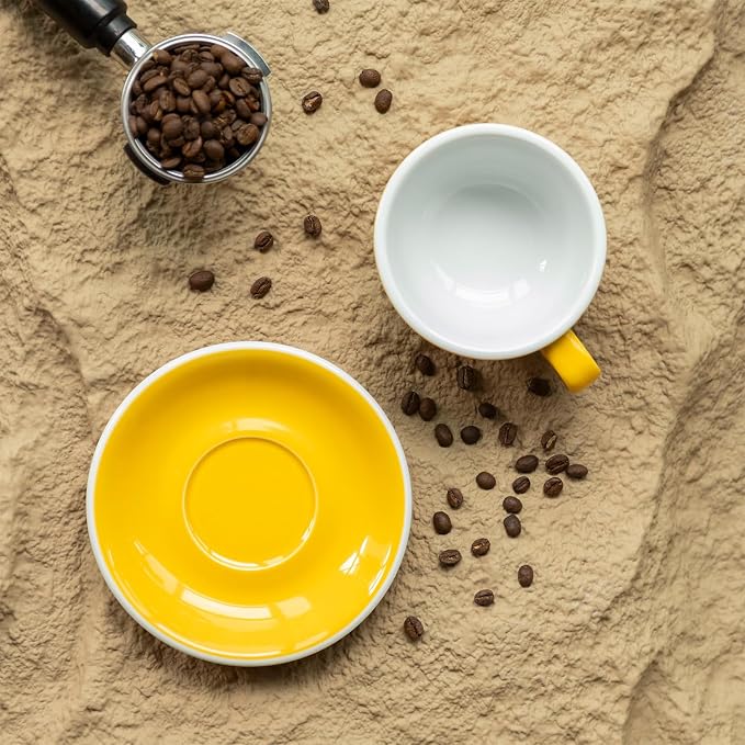 Loveramics 2 Set x 10 oz Latte Art Cup and Saucer (Teal + Yellow)