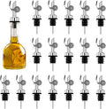 Blulu 24 Pcs Olive Oil Bottle Spout Stainless Steel Oil Dispenser Spout Weighted Liquor Spout Bulk Self Closing Olive Oil Spout Bottle Pourers for Wine Syrup Home Bar Accessories(Silver)