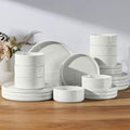 E-far Dinnerware Sets for 8, 24-Piece Stoneware Plates and Bowls Set, Modern Kitchen Dinning Dishware, Chip and Scratch Resistant, Microwave & Dishwasher Safe, Speckled White