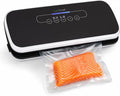 NutriChef Vacuum Sealer Machine for Food – Automatic Food Sealer with Dry & Moist Modes, LED Controls, Starter Kit with Bags, Roll, Hose & Wine Stopper, Compact (Black)