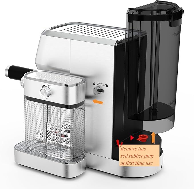 MAttinata Cappuccino Machine, Espresso Machine with Automatic Milk Frother | Compact Coffee Maker, 20 Bar Italian Pump, Pressure Gauge, Adjust Hot Milk Foam, Latte Art, Small for Home, Stainless Steel