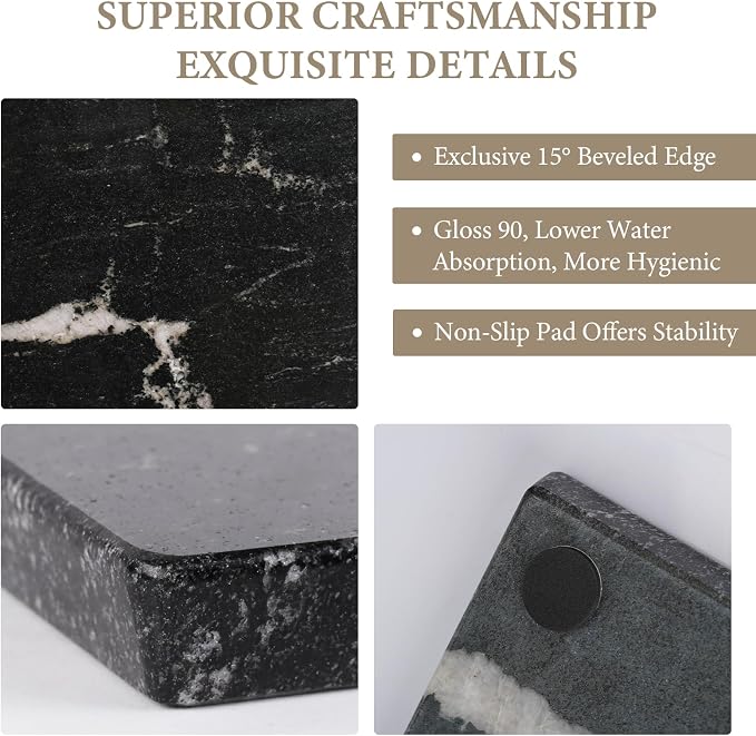 Koville Brazilian Natural Granite Cutting Board for Kitchen, 16x20inch Extra Large Hand Crafted Stone Slab for Cheese, Charcuterie, Pastry Board - Wedding Gift, House Warming Gift