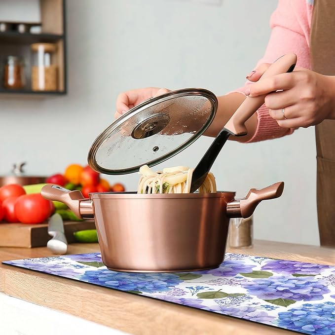 Purple Hydrangea Herb Trivet Table Runner Heat Resistant 230F for Hot Dishes Pots Plates Kitchen Dining Table Protector Decorative 39.37 X 11.8 Inch