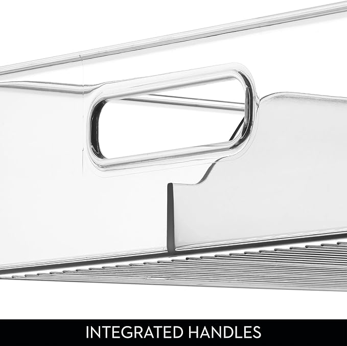 iDesign Divided Storage Bin with Handle for Pantry, Fridge, or Freezer, Clear, Made in USA