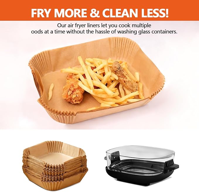 UBeesize Parchment Liners for Ninja Crispi Air Fryer, Disposable 250 (125+125) PCS Ninja Crispi Accessories for Ninja Crispi 4-in-1 Portable Glass, Non-Stick Unbleached Paper Liners