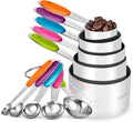 Measuring Cups and Spoons Set: U-Taste 18/8 Stainless Steel 10 Pieces Stacking Kitchen Baking Cooking Food Measure Set 5 Cups 5 Spoons with Strengthened Weld Joints (Multicolors, Upgraded Version)