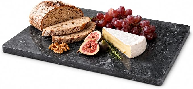 Diflart Natural Marble Stone Cutting Board for Kitchen, 16x20 Inch, Black, Marble Slab Pastry Board Large with Non Slip Feets for Keep the Dough Cool and Chocolate Tempering, Pack of 1 Pcs
