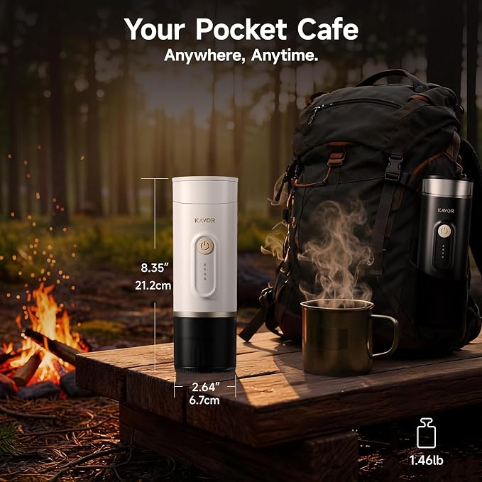 Portable Espresso Machine, 2-in-1 Travel Coffee Maker | 7800mAh battery, hot/cold brew with fast self-heat, for camping RV hiking office, compatible with ground coffee & NS capsules