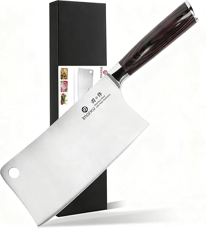imarku Meat Cleaver 7 Inch, Razor Sharp Japanese High Carbon Steel Vegetable Cleaver Knife, Multipurpose Kitchen Chopper Butcher Knife for Home Kitchen & Restaurant, Ergonomic, Gifts for Men and Women