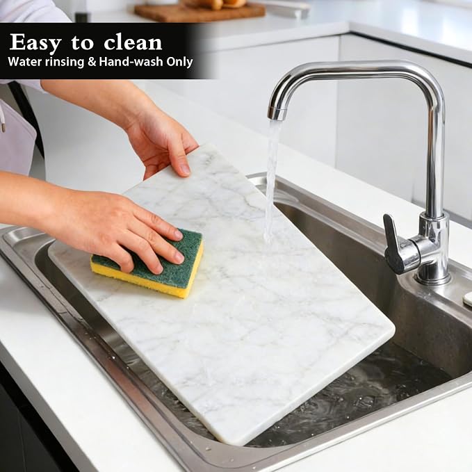 Italian Carrara White Marble Cutting Board for Kitchen 12×16 In – Stone Cutting Board, Pastry Board for Baking, Cheese & Charcuterie, Granite-Like Durable and Elegant Food Preparation