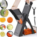 Jonscook All-in-1 Update Safe Mandoline Slicer for Kitchen, Food Chopper with Container, Thickness Adjustable Vegetable Chopper, Potato French Fry Cutter Tomato Apple Slicer Onion (BlackKnight)