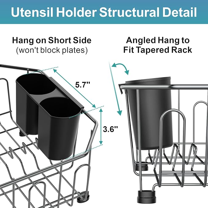 GSlife Small in Sink Dish Drying Rack - Stainless Steel Compact Dish Drainer for RV Kitchen Apartment Sink, Rust Resistant Inside Sink Rack, 1–2 Person Households, 11.6" W x 13.4" L, Gunmetal Grey