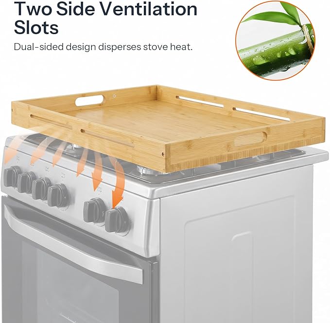 HOOBRO Bamboo Stove Top Cover, Noodle Board Stove Cover, Stove Top Cover Board for 30”x22” Electric Stove, Gas Burners, Stove Cover Cutting Board for Kitchen, Sink, Oven, Natural YL77TL01