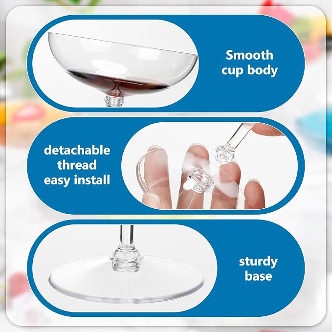 LemonRoad 12 Pcs Plastic Coupe Glasses 9 oz Disposable Martini Glasses for Cocktails, Champagne, Desserts and Espresso, Drinkware Set for Weddings, Birthday Parties, Home Bars (Clear)