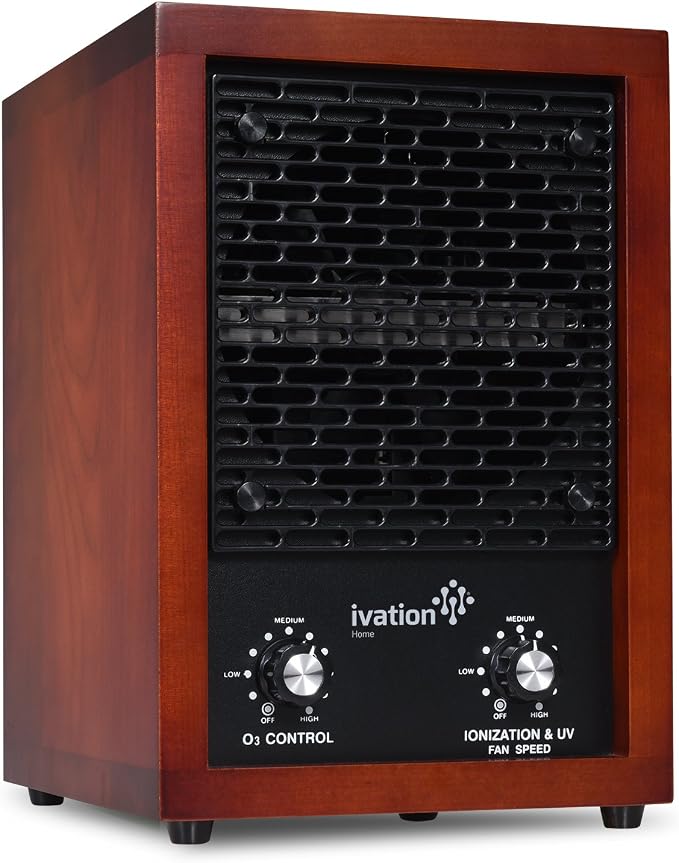 Ivation 5-in-1 HEPA Air Purifier & Ozone Generator, Ionizer & Deodorizer for Up to 3,700 Sq/Ft – Included HEPA, Carbon and Photocatalytic Filters, with UV Light and Negative Ion Generator