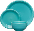 Fiesta® Bistro Coupe 3-Piece Dinnerware Set – Durable Ceramic, Lead-Safe, Dishwasher/Microwave/Oven Safe – Made in USA Dinnerware - Turquoise