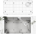 28-1/4" x 14.37" x 1-1/4" Metal Stainless Steel Sink Protectors for Kitchen Sink, Sink Rack for Bottom of Sink with Side Drain, Sink Grate for Bottom of Kitchen Sink with Sink Strainer