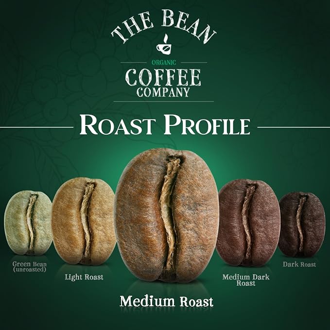 The Bean Organic Coffee Company Vanilla Bean, Medium Roast, Whole Bean Coffee, 16-Ounce Bags (Pack of 2)