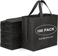 JERIA Black Reusable Totes Bag with Reinforced Handles Non Woven Bulk Shopping Bags